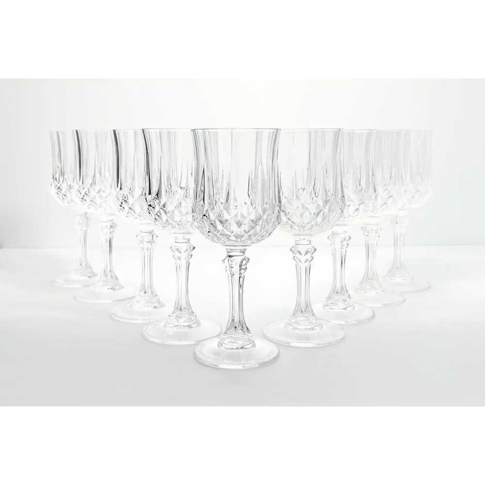Cristal d’Arques “Longchamp” Set of 9 Crystal Wine Glasses 6 1/2” 6oz